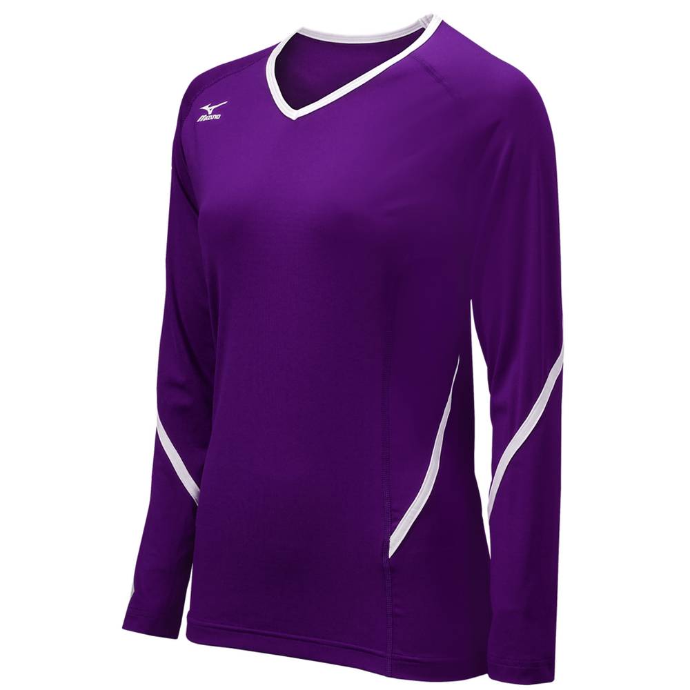 Mizuno Techno Generation Long Sleeve - Bayan Forma - Mor/Beyaz Türkiye (DKRXPG-154)